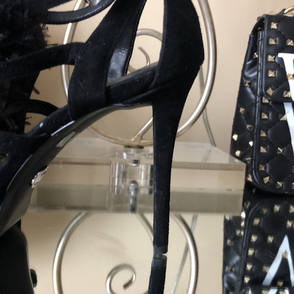 MICHAEL KORS Black Suede Feather Pom Pom Heels - Picture 7 of 15